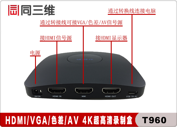 T960 4K超高清音視頻錄制盒 HDMI DVI VGA 采集盒卡