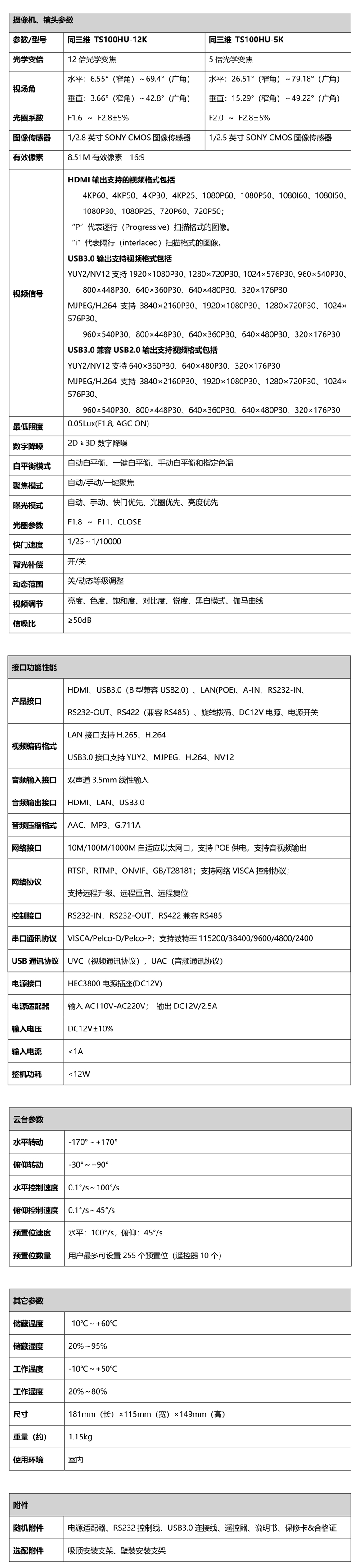 同三維TS100HU超高清4K會(huì)議攝像機(jī)