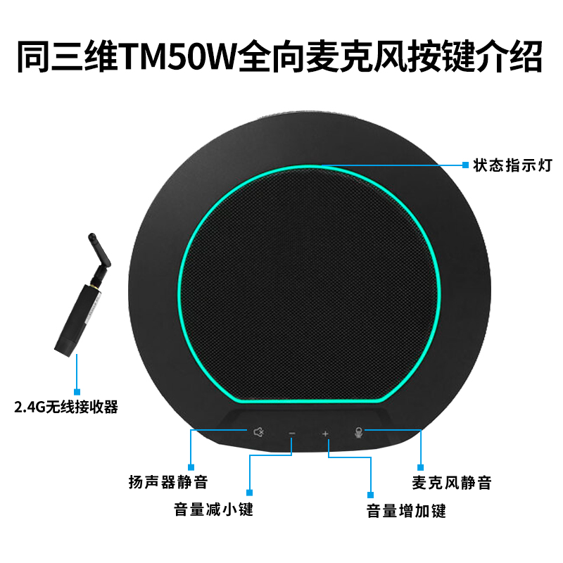 同三維TM50W觸摸按鍵和3D手勢(shì)控制USB和2.4G無線全向麥克風(fēng)